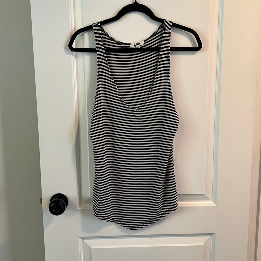 Super soft, stretchy LNA tank with a come to the point front and back